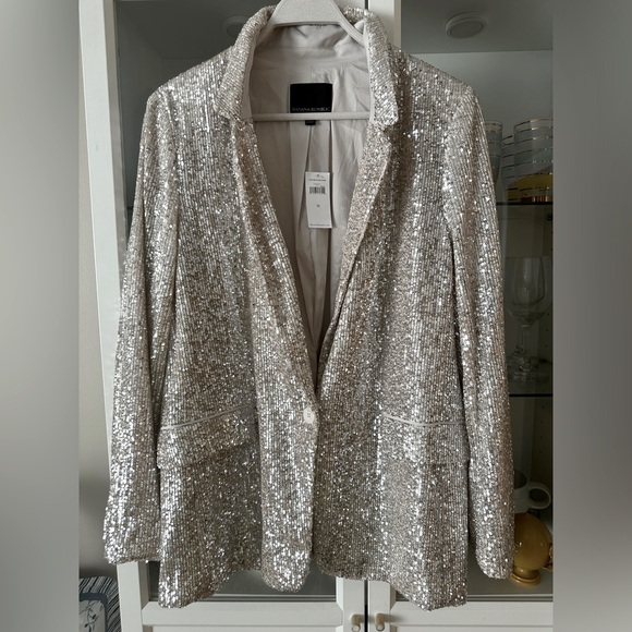 BANANA REPUBLIC BLAZER SEQUIN JACKET  CHAMPAGNE SILVER  NWT - Picture 1 of 5